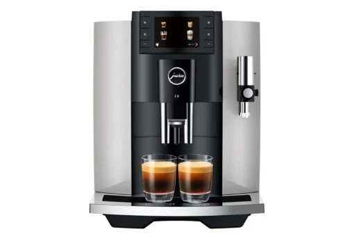 JURA E8 Platina (EC) (2023) Met €78 Gratis Koffie én 2+1 Jaar Extra Garantie -Koffie Korting Winkel JURA e8 ec platina koffiemachine voorkant 3b57695b 1c15 434c 86a9 b301587c81ef