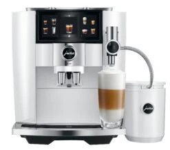 JURA J8 Twin Diamond White (EA) Met €78 Gratis Koffie En Glazen Melkhouder En 2+1 Jaar Extra Garantie -Koffie Korting Winkel Jura J8 Twin Diamond White melkschuim