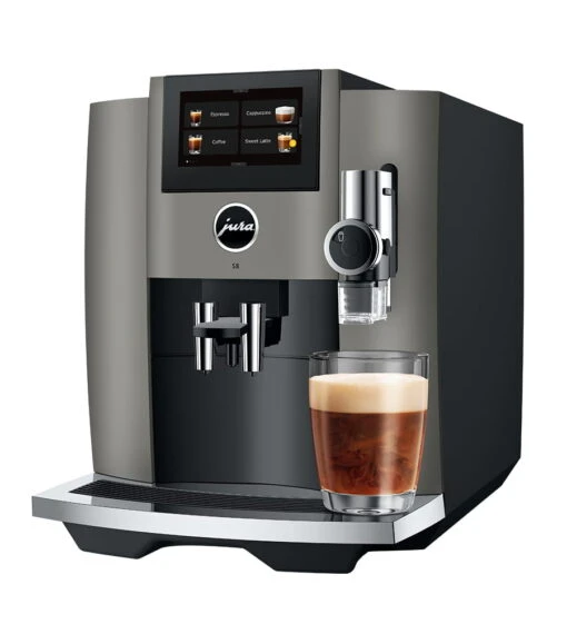 JURA S8 Dark Inox (EB) Met €78 Gratis Koffie En 2+1 Jaar Extra Garantie -Koffie Korting Winkel Jura S8 EB Dark Inox koffiemachine