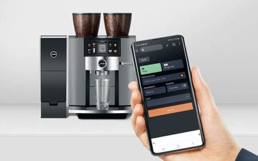 JURA GIGA W10 Diamond Silver (EA) Met €84 Gratis Koffie -Koffie Korting Winkel Jura giga W10 koffiemachine payment connect