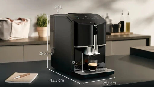 Siemens EQ.300 - Piano Black - TF301E19 Met €33 Gratis Koffie -Koffie Korting Winkel Siemens EQ300 koffiemachine TF301E19 piano black afmetingen